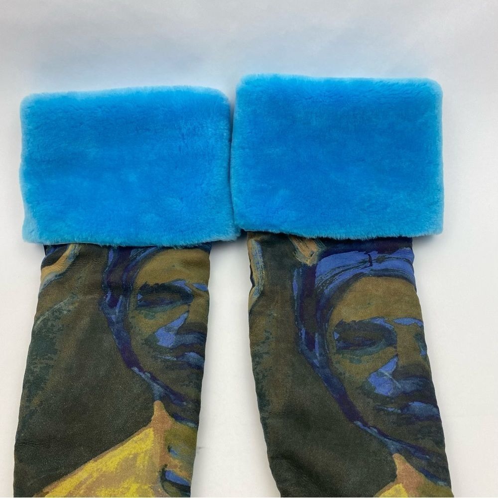 UGG x Tschabalala Self Over-the-Knee Suede Wedge Boots Blue Yellow Portrait - Picture 5 of 15